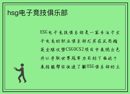 hsg电子竞技俱乐部